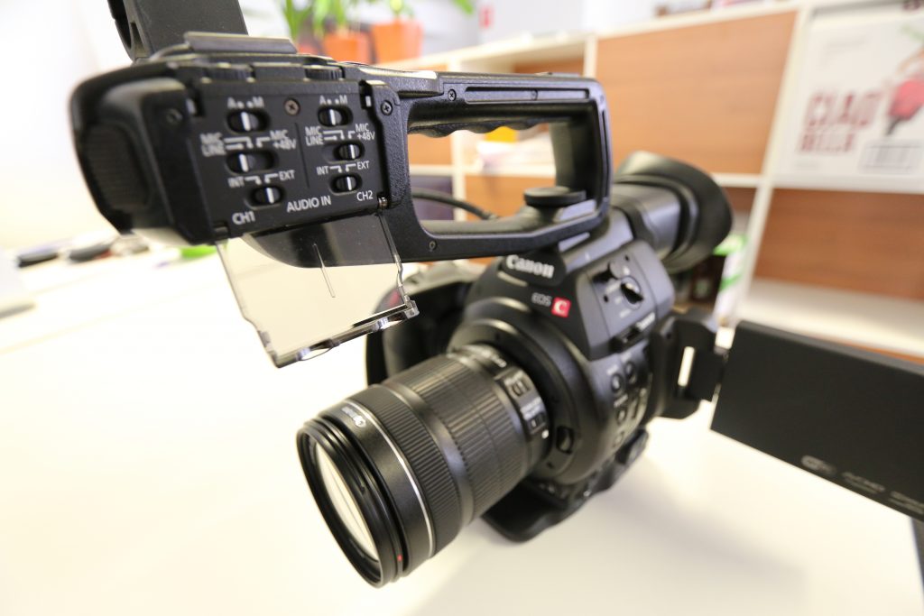 c100 camera on a table
