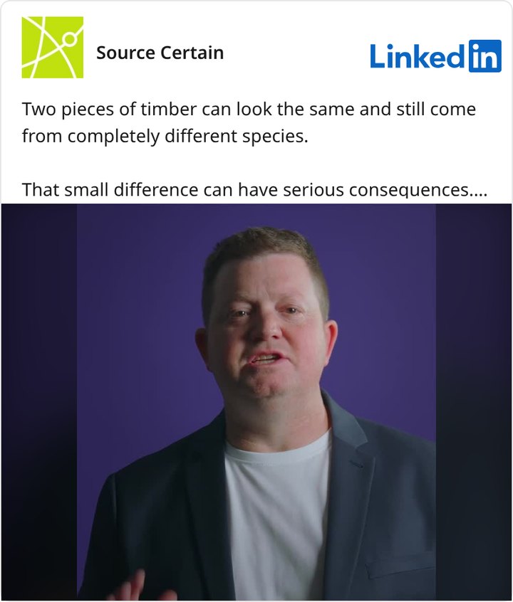 Source Certain LinkedIn post: timber species identification clip with Cameron Scadding
