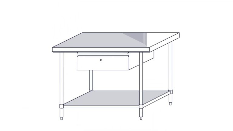 Brayco Underbench Drawer installation animation: drawer fitted under a stainless steel bench