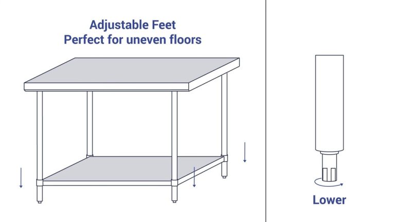 Brayco Flat Top Bench assembly animation: bench with adjustable feet